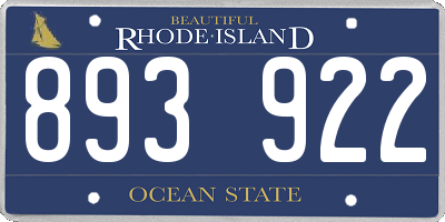 RI license plate 893922