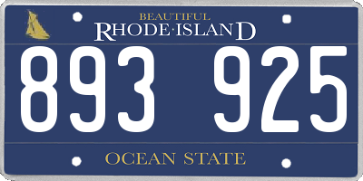 RI license plate 893925