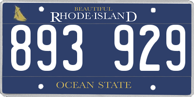 RI license plate 893929