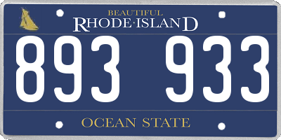 RI license plate 893933