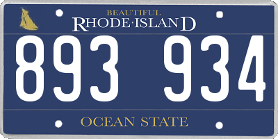 RI license plate 893934