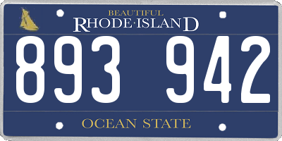 RI license plate 893942