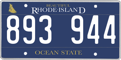 RI license plate 893944