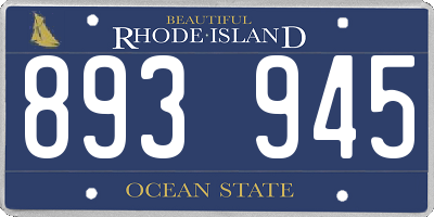 RI license plate 893945