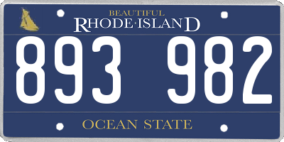 RI license plate 893982
