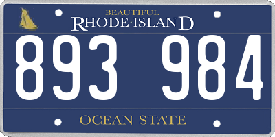 RI license plate 893984