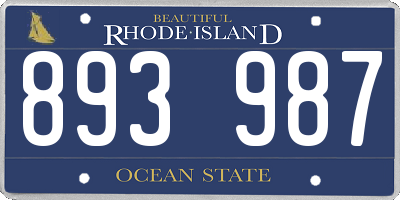 RI license plate 893987