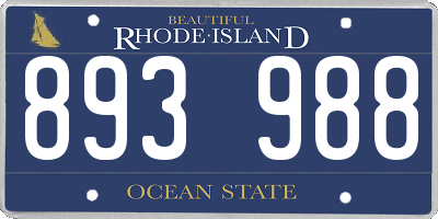 RI license plate 893988