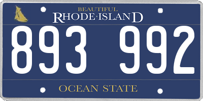 RI license plate 893992