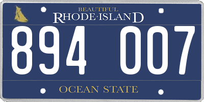 RI license plate 894007