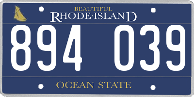 RI license plate 894039