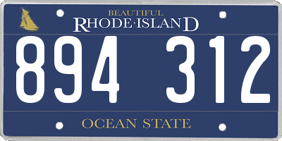 RI license plate 894312