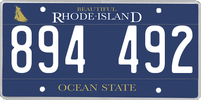 RI license plate 894492
