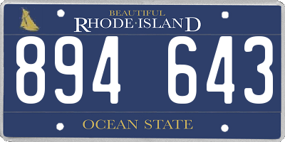 RI license plate 894643