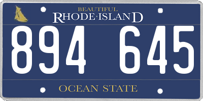 RI license plate 894645