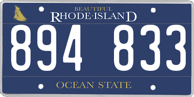 RI license plate 894833