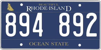 RI license plate 894892