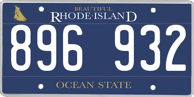 RI license plate 896932