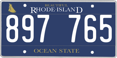 RI license plate 897765