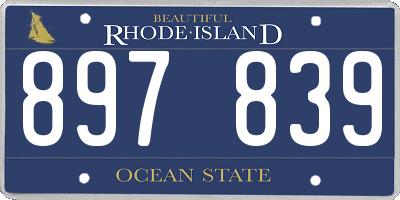 RI license plate 897839