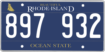 RI license plate 897932