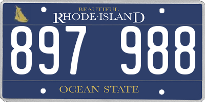 RI license plate 897988