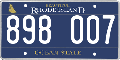 RI license plate 898007