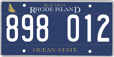 RI license plate 898012
