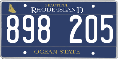 RI license plate 898205