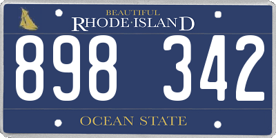 RI license plate 898342