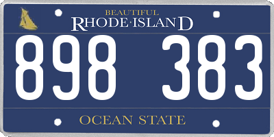 RI license plate 898383