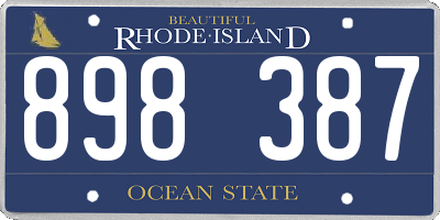 RI license plate 898387
