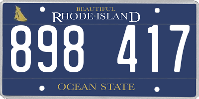 RI license plate 898417