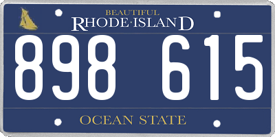 RI license plate 898615