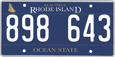 RI license plate 898643