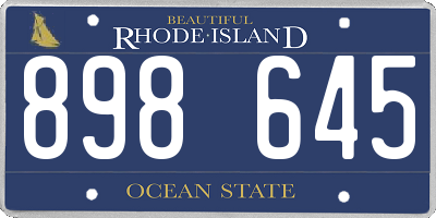 RI license plate 898645
