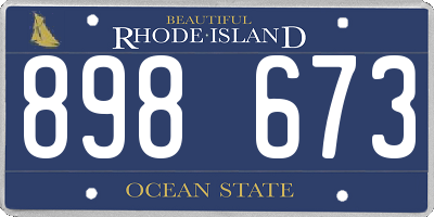 RI license plate 898673