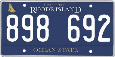 RI license plate 898692