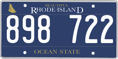 RI license plate 898722