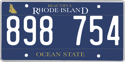 RI license plate 898754