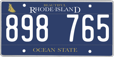 RI license plate 898765