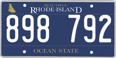 RI license plate 898792