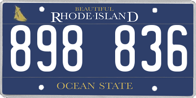 RI license plate 898836