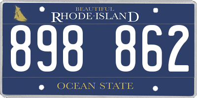 RI license plate 898862