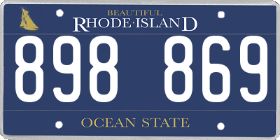 RI license plate 898869