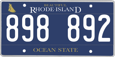 RI license plate 898892