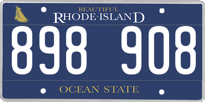 RI license plate 898908