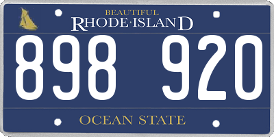 RI license plate 898920