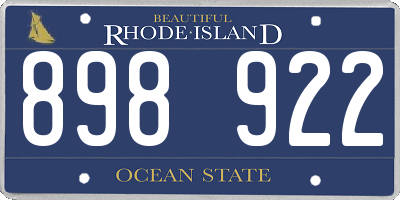 RI license plate 898922