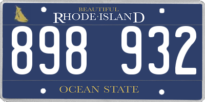 RI license plate 898932